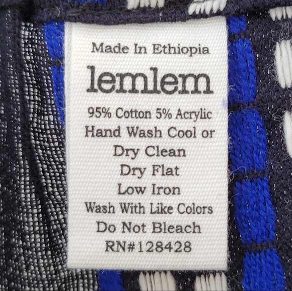 Lemlem Dark Navy Blue White Midi Skirt Size Medium Ethiopian Sustainable Artisan - Picture 9 of 13